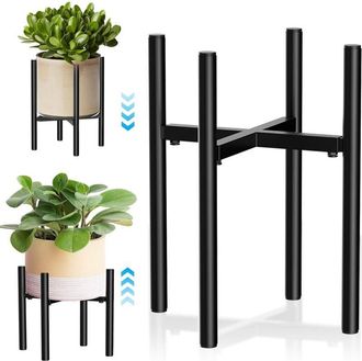 OEM Soporte Met&aacute;lico Ajustable Para Macetas, De Color Negro, Para Uso Interior Y Exterior, Apto Para Macetas De 20 A 35 Cm