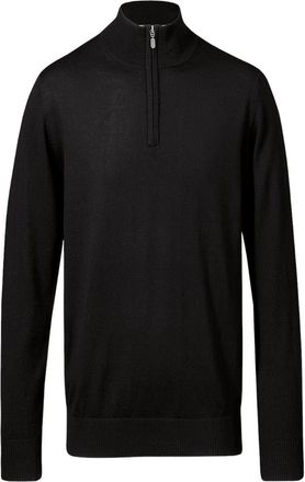 CHARLES TYRWHITT Pure Merino Zip Neck Sweater in Black at Nordstrom, Size Xx-Large