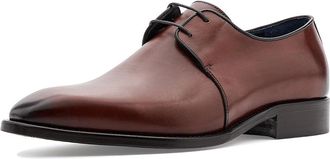 Johnston & Murphy Larson 2-Eye Plain Toe Mens Shoes Mahogany Italian Calfskin : 11.5 M, Leather
