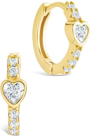 Sterling Forever Sterling Silver Heart Cut Bezel Set Huggie Hoop Earrings