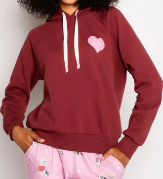 PJ Salvage Long Raglan Sleeves Pullover Hoodie In Burgundy