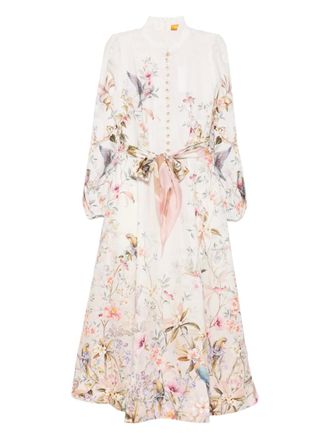 Zimmermann Rebellion button floral-print midi dress - Neutrals