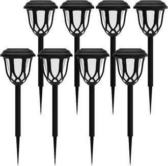 Flash Furniture Solar Powered LED Decorative Garden and Walkway Lights - Set of 8, Black
