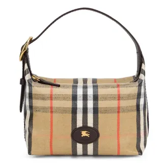 Burberry Shoulder Bags, female, Beige, Size: ONE SIZE Highlands Mini Check Tote Bag