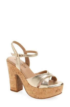 Cordani Rory Ankle Strap Platform Sandal in Platino Leather at Nordstrom, Size 7.5Us