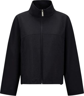 Herno Jassen, Dames, Zwart, XS, Wol, Laminar Jas Met Hoge Kraag In Wollook