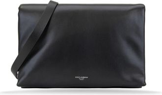 Dolce & Gabbana Magnetische Leren Clutch met Knoopsluiting - Heren - Schoudertassen - Zwart - ONE Size - Leer - Tassen