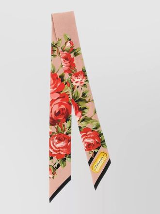 Dolce & Gabbana silk floral-print logo-print bandeau scarf