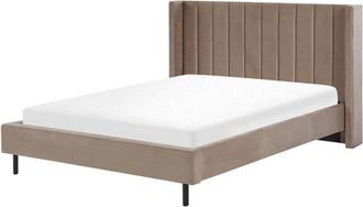 Beliani Beliani - Letto matrimoniale con doghe 160 x 200 cm velluto tortora Villette