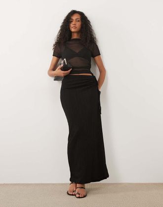 Gina Tricot Gina Tricot - Gonna lunga nera arricciata con laccetti-Nero