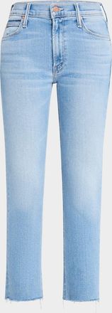 Mother Lil Mid-Rise Dazzler Ankle Fray Jeans