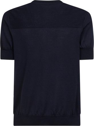 Jil Sander Mens Blue Wool Knit Short-Sleeved Sweater
