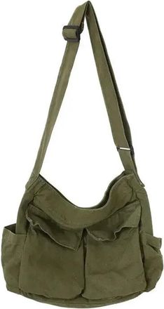 Generic Bags For Women Shoulder Ladies Handbag Solid Large Capacity Casual Canvas Female(Green)