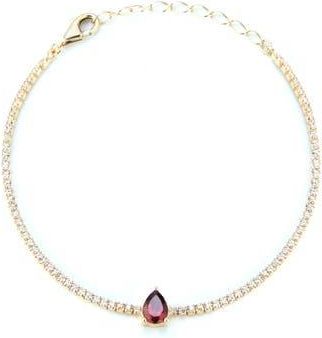 Sphera Milano 14K Gold Plated Sterling Silver Cubic Zirconia Tennis Bracelet in Gold/red at Nordstrom Rack