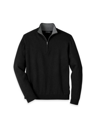 Paul Fredrick Supima Cotton Quarter Zip Mock Neck Sweater