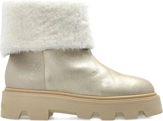 Moncler Aurea Mid Enkellaarsjes - Dames - Winterlaarzen - Grijs - 41 EU - Leer - Schoenen