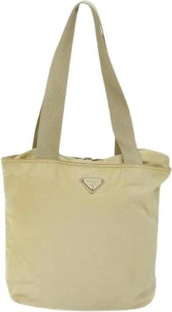 Prada Pre-owned Tote Bags, female, Beige, Size: ONE SIZE Pre-owned Vintage zip tote