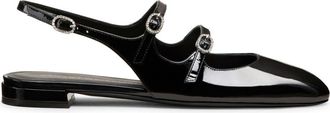 Stuart Weitzman Benni MJ slingback ballerina shoes - women - Patent Leather/Calf Leather/Calf Leather - 40 - Black
