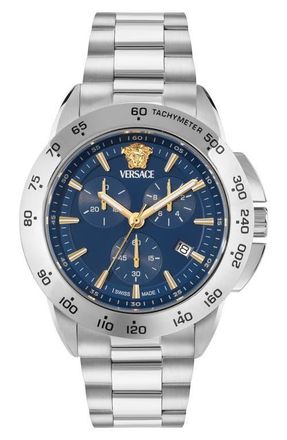 Versace V-Sport Bracelet Chronograph Watch, 44mm in Stainless Steel at Nordstrom