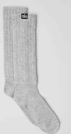 Alo | Scrunch Socks in Athletic Heather Grey, Size: Medium