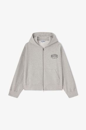 Ganni Grey Zip Hoodie - Size XXS Organic Cotton