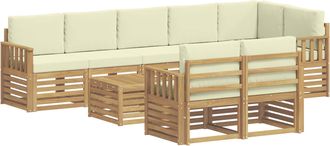 vidaXL Conjunto De Sof&aacute;s De Exterior 9 Uds. Blanco Y Crema Poli&eacute;ster Vidaxl