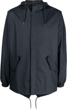Rains drawstring-hood parka jacket - unisex - Polyurethane/Polyester - L - Blue