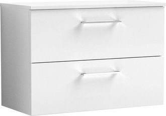 Nuie Nuie - Arno Wall Hung 2-Drawer Vanity Unit with Worktop 800mm Wide - Gloss White