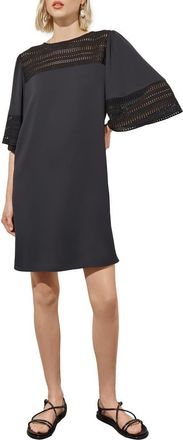Ming Wang Embroidered Detail Bell Sleeve Dress in Black at Nordstrom, Size Xx-Small