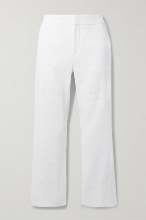 Another Tomorrow + Net Sustain Pantaloni Cropped Svasati In Misto Canapa Biologico - Bianco sporco