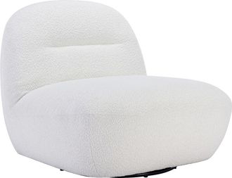 Vente-Unique Sill&oacute;n giratorio en tela boucl&eacute; blanco POZETI