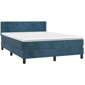 vidaXL Cama Box Spring Con Colch&oacute;n Terciopelo Azul Oscuro 140x190 Cm Vidaxl