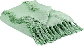 Beliani Manta De Algod&oacute;n Verde Claro 125 X 150 Cm Patr&oacute;n Geom&eacute;trico Sala De Estar Khari