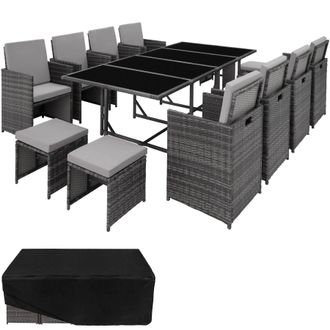 TecTake Garden Table & Chairs Palma in Grey | Size: 3XL