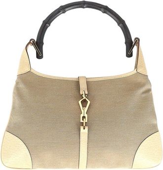 Gucci Beige Canvas Bamboo Jackie Shoulder Bag (Authentic Pre-Loved)