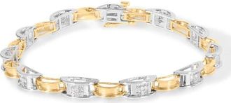 House of Brilliance 14K Two-Tone Gold 1.00 Cttw Princess-Cut Diamond Chain Link Bracelet in Yellow at Nordstrom