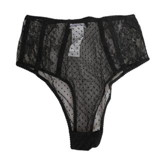 Dolce & Gabbana Underpants, female, Black, S, Black Lace Polka Dot High Waist Underwear