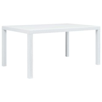 vidaXL Vidaxl - Mesa De Jard&iacute;n Pl&aacute;stico Aspecto De Rat&aacute;n Blanco 150x90x72 Cm