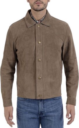 Frye Suede Long Sleeve Shacket in Taupe at Nordstrom Rack, Size X-Large