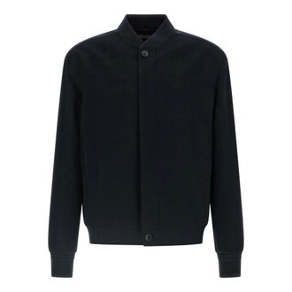 Ermenegildo Zegna Jassen, Heren, Blauw, 2Xl, Leer, Bomberjack