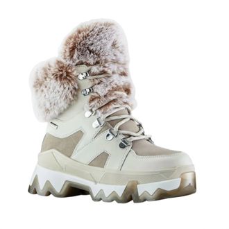 Cougar Womens Warrior Leather Waterproof Sneaker In Primaloft In Ice Mushroom