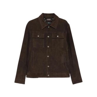 7 For All Mankind Light Jackets, male, Brown, Size: L Light Suede Jacket