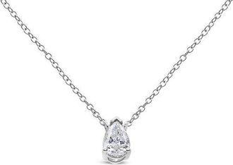 House of Brilliance 14K White Gold 1/3 Cttw Pear Shape Solitaire Diamond 18 Pendant Necklace at Nordstrom