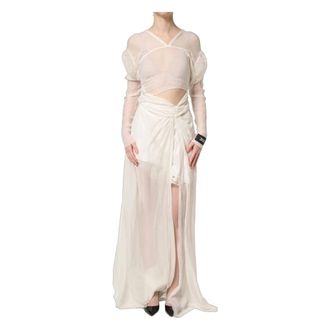 Dolce & Gabbana Gowns, female, White, Size: XS Draped Long Gown