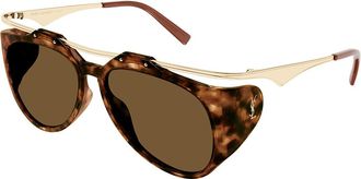 Saint Laurent SL M137/F AMELIA Asian Fit 002 Womens Sunglasses Gold Size 55 - Free RX Lenses - Free RX Lenses