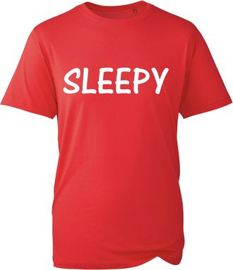 Generic Seven 7 Dwarfs T-Shirt, Happy Costume Funny DOC Dopey Bashful Unisex Kids Adults Top (Red(Sleepy), 12 Years)