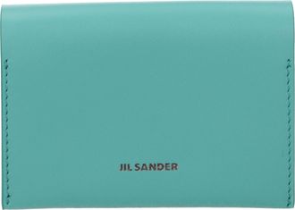 Jil Sander Origami Damens Dokumentenhalter aus gr&uuml;nem/t&uuml;rkisem Leder
