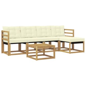 vidaXL Conjunto De Sof&aacute;s De Exterior Con Coj&iacute;n 6 Pcs Blanco Y Crema Vidaxl
