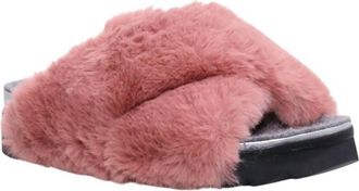Roam Womens Cloud Faux Fur Sandals In Rose