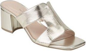 Bandolino Merring Block Heel Metallic Sandal in Gold 710 at Nordstrom Rack, Size 5.5
